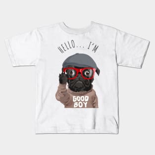 Hello I'm good boy pug tshirt Kids T-Shirt